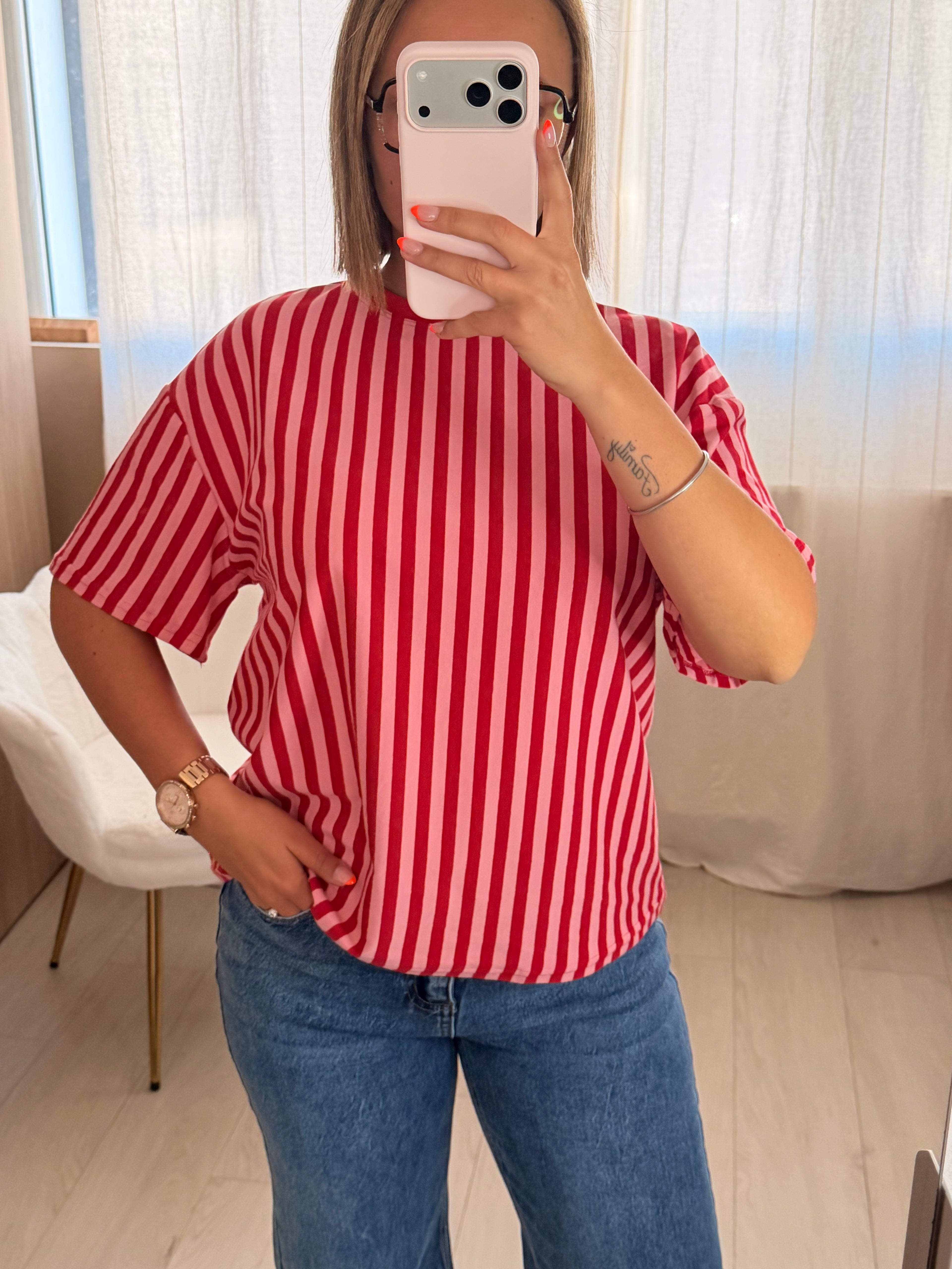 T-SHIRT COEUR - ROUGE
