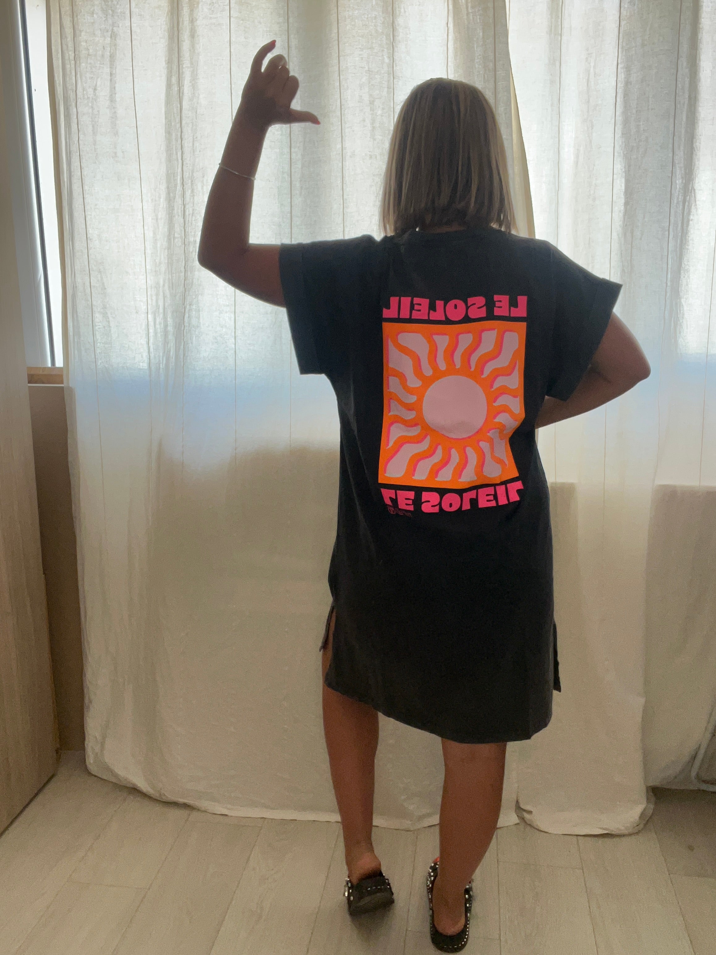 ROBE T-SHIRT SOLEIL - NOIR