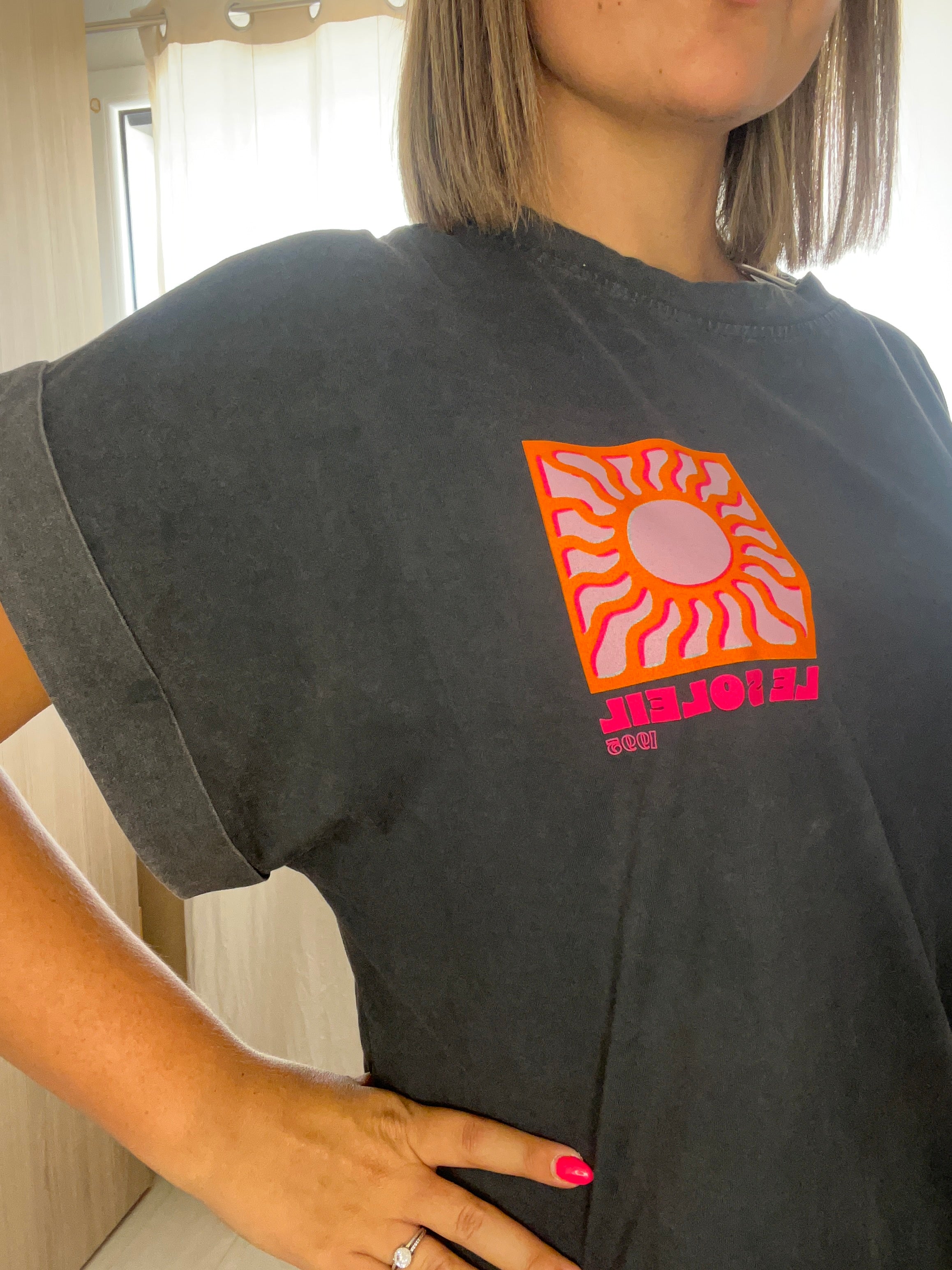 ROBE T-SHIRT SOLEIL - NOIR